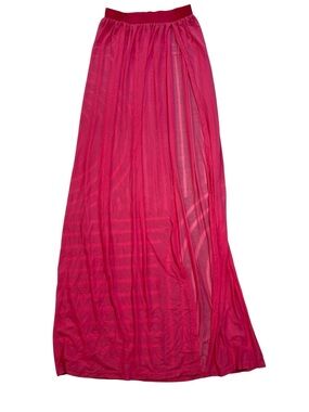 Hot Miami Styles Fuchsia Sheer Maxi Skirt, Swim Cover Up, HMS, Small, Hot Pink